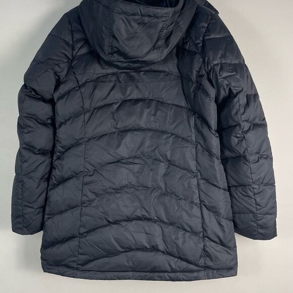 Land's End Black Hooded Puffer Down Quilted Parka Removable Hood Size Small - Picture 7 of 12